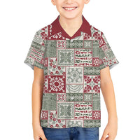 Mele Kalikimaka Hawaii Christmas Family Matching Short Sleeve Bodycon Dress and Hawaiian Shirt Aloha Spirit with Hawaiian Quilt Pattern LT9 Son's Shirt Beige - Polynesian Pride