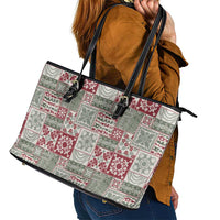 Mele Kalikimaka Hawaii Christmas Leather Tote Bag Aloha Spirit with Hawaiian Quilt Pattern - Polynesian Pride
