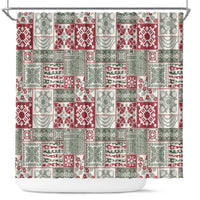 Mele Kalikimaka Hawaii Christmas Shower Curtain Aloha Spirit with Hawaiian Quilt Pattern - Polynesian Pride