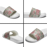 Mele Kalikimaka Hawaii Christmas Slide Sandals Aloha Spirit with Hawaiian Quilt Pattern - Polynesian Pride