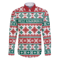 Mele Kalikimaka Hawaii Christmas Family Matching Long Sleeve Bodycon Dress and Hawaiian Shirt Hawaiian Quilt Pattern Style LT9 Dad's Shirt - Long Sleeve Beige - Polynesian Pride