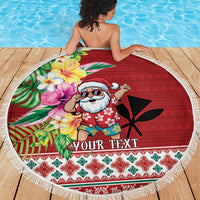 Santa Surf Mele Kalikimaka Personalized Beach Blanket Aloha Tropical Christmas Vibes - Polynesian Pride