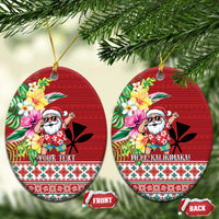 Santa Surf Mele Kalikimaka Personalized Ceramic Ornament Aloha Tropical Christmas Vibes - Polynesian Pride