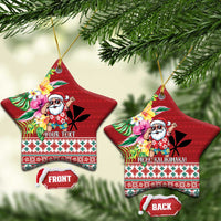 Santa Surf Mele Kalikimaka Personalized Ceramic Ornament Aloha Tropical Christmas Vibes - Polynesian Pride