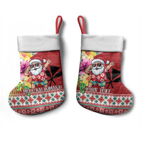 Santa Surf Mele Kalikimaka Personalized Christmas Stocking Aloha Tropical Christmas Vibes - Polynesian Pride