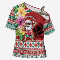 Santa Surf Mele Kalikimaka Personalized Cross Shoulder Shirt Aloha Tropical Christmas Vibes - Polynesian Pride