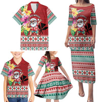 Santa Surf Mele Kalikimaka Personalized Family Matching Puletasi and Hawaiian Shirt Aloha Tropical Christmas Vibes LT9 - Polynesian Pride
