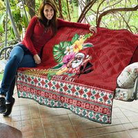 Santa Surf Mele Kalikimaka Personalized Quilt Aloha Tropical Christmas Vibes - Polynesian Pride