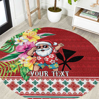 Santa Surf Mele Kalikimaka Personalized Round Carpet Aloha Tropical Christmas Vibes - Polynesian Pride