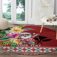 Santa Surf Mele Kalikimaka Personalized Round Carpet Aloha Tropical Christmas Vibes - Polynesian Pride