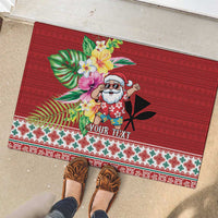 Santa Surf Mele Kalikimaka Personalized Rubber Doormat Aloha Tropical Christmas Vibes - Polynesian Pride