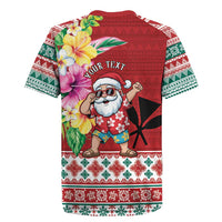 Santa Surf Mele Kalikimaka Personalized Rugby Jersey Aloha Tropical Christmas Vibes - Polynesian Pride
