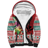 Santa Surf Mele Kalikimaka Personalized Sherpa Hoodie Aloha Tropical Christmas Vibes - Polynesian Pride
