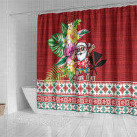 Santa Surf Mele Kalikimaka Personalized Shower Curtain Aloha Tropical Christmas Vibes - Polynesian Pride