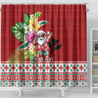 Santa Surf Mele Kalikimaka Personalized Shower Curtain Aloha Tropical Christmas Vibes - Polynesian Pride