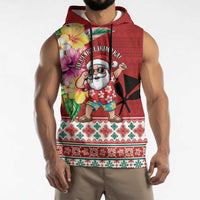 Santa Surf Mele Kalikimaka Personalized Sleeveless Hoodie Aloha Tropical Christmas Vibes - Polynesian Pride