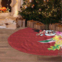 Santa Surf Mele Kalikimaka Personalized Tree Skirt Aloha Tropical Christmas Vibes - Polynesian Pride