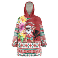 Santa Surf Mele Kalikimaka Personalized Wearable Blanket Hoodie Aloha Tropical Christmas Vibes - Polynesian Pride