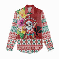 Santa Surf Mele Kalikimaka Personalized Women Casual Shirt Aloha Tropical Christmas Vibes - Polynesian Pride