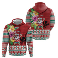 Santa Surf Mele Kalikimaka Personalized Zip Hoodie Aloha Tropical Christmas Vibes - Polynesian Pride