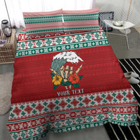 Shaka Sign Skull Mele Kalikimaka Personalized Bedding Set Hawaiian Quilt Pattern - Polynesian Pride