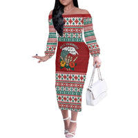 Shaka Sign Skull Mele Kalikimaka Personalized Family Matching Off The Shoulder Long Sleeve Dress and Hawaiian Shirt Hawaiian Quilt Pattern - Polynesian Pride