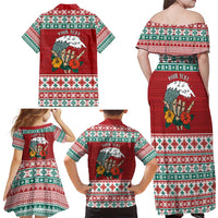 Shaka Sign Skull Mele Kalikimaka Personalized Family Matching Off Shoulder Maxi Dress and Hawaiian Shirt Hawaiian Quilt Pattern - Polynesian Pride