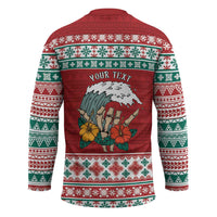 Shaka Sign Skull Mele Kalikimaka Personalized Hockey Jersey Hawaiian Quilt Pattern - Polynesian Pride