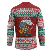 Shaka Sign Skull Mele Kalikimaka Personalized Hockey Jersey Hawaiian Quilt Pattern - Polynesian Pride