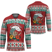 Shaka Sign Skull Mele Kalikimaka Personalized Hockey Jersey Hawaiian Quilt Pattern - Polynesian Pride