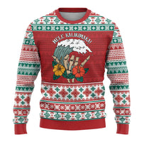 Shaka Sign Skull Mele Kalikimaka Personalized Ugly Christmas Sweater Hawaiian Quilt Pattern - Polynesian Pride