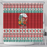 Shaka Sign Skull Mele Kalikimaka Personalized Shower Curtain Hawaiian Quilt Pattern - Polynesian Pride