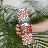 Shaka Sign Skull Mele Kalikimaka Personalized Skinny Tumbler Hawaiian Quilt Pattern - Polynesian Pride