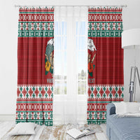 Shaka Sign Skull Mele Kalikimaka Personalized Window Curtain Hawaiian Quilt Pattern - Polynesian Pride