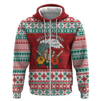 Shaka Sign Skull Mele Kalikimaka Personalized Zip Hoodie Hawaiian Quilt Pattern - Polynesian Pride