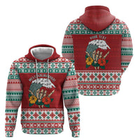 Shaka Sign Skull Mele Kalikimaka Personalized Zip Hoodie Hawaiian Quilt Pattern - Polynesian Pride