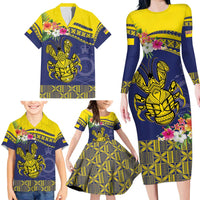 Niue Coconut Crab Family Matching Long Sleeve Bodycon Dress and Hawaiian Shirt Rock of Polynesia