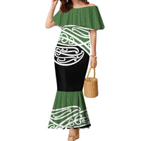 Green Fern New Zealand Kowhai Ngutukak Family Matching Mermaid Dress and Hawaiian Shirt - Polynesian Pride