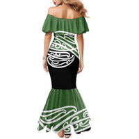 Green Fern New Zealand Kowhai Ngutukak Family Matching Mermaid Dress and Hawaiian Shirt - Polynesian Pride