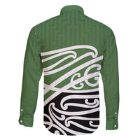 Green Fern New Zealand Kowhai Ngutukak Family Matching Off The Shoulder Long Sleeve Dress and Hawaiian Shirt - Polynesian Pride