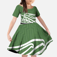 Green Fern New Zealand Kowhai Ngutukak Family Matching Summer Maxi Dress and Hawaiian Shirt - Polynesian Pride