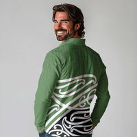 Green Fern New Zealand Kowhai Ngutukak Long Sleeve Polo Shirt - Polynesian Pride