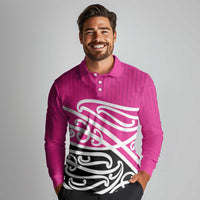 All Pink New Zealand Kowhai Ngutukak Long Sleeve Polo Shirt - Polynesian Pride