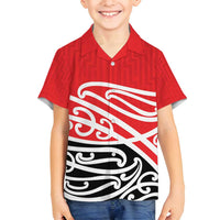 All Red New Zealand Kowhai Ngutukak Family Matching Long Sleeve Bodycon Dress and Hawaiian Shirt - Polynesian Pride