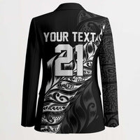 New Zealand Lawn Bowls Custom Blazer Black Maori Warrior Tribal Silver Fern - Polynesian Pride
