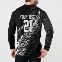 New Zealand Lawn Bowls Custom Button Sweatshirt Black Maori Warrior Tribal Silver Fern - Polynesian Pride