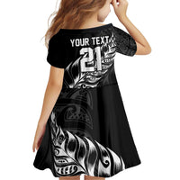 New Zealand Lawn Bowls Custom Family Matching Off The Shoulder Long Sleeve Dress and Hawaiian Shirt Black Maori Warrior Tribal Silver Fern LT9 - Polynesian Pride