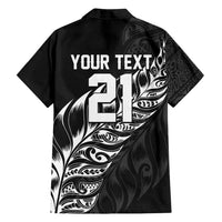 New Zealand Lawn Bowls Custom Family Matching Off Shoulder Short Dress and Hawaiian Shirt Black Maori Warrior Tribal Silver Fern - Polynesian Pride