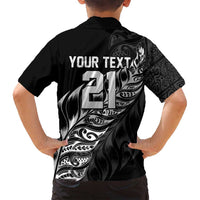 New Zealand Lawn Bowls Custom Family Matching Puletasi and Hawaiian Shirt Black Maori Warrior Tribal Silver Fern LT9 - Polynesian Pride