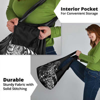 New Zealand Lawn Bowls Grocery Bag Black Maori Warrior Tribal Silver Fern - Polynesian Pride